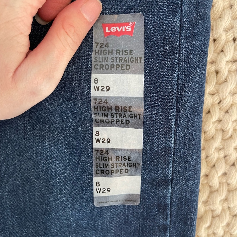 724 Levi Strauss High Rise Slim Straight Cropped Jeans - Picture 2 of 7